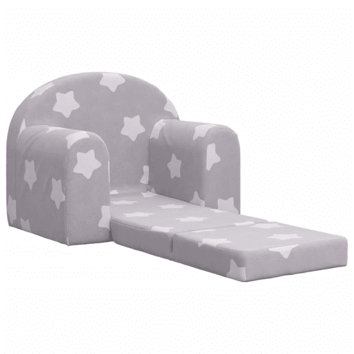 Sofá-cama infantil c estrelas pelúcia macia cinzento-claro