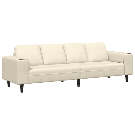 Sofá 3 lugares, Sofá fixo de Tecido Creme 208 cm Tecido de veludo côtelé Sofá 3 lugares, Sofá fixo de Tecido Creme 208 cm Tecido de veludo côtelé