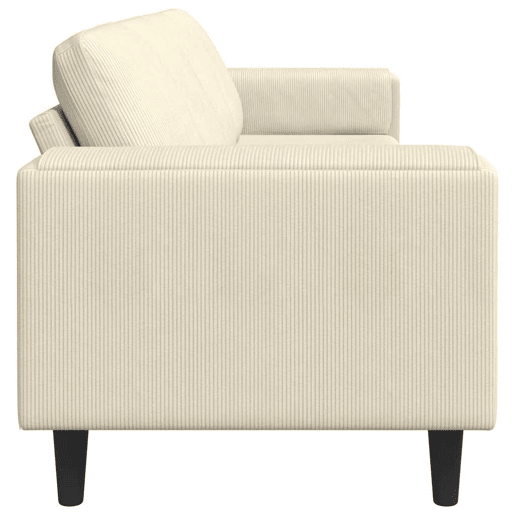 Sofá 3 lugares, Sofá fixo de Tecido Creme 208 cm Tecido de veludo côtelé Sofá 3 lugares, Sofá fixo de Tecido Creme 208 cm Tecido de veludo côtelé