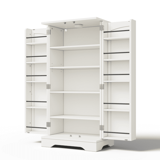 Aparador 120x60x40 cm - Com luz LED, 2 portas, prateleiras ajustáveis - Branco
