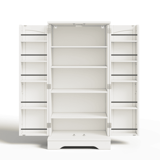 Aparador 120x60x40 cm - Com luz LED, 2 portas, prateleiras ajustáveis - Branco