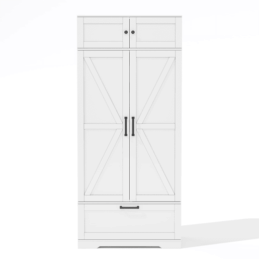 Aparador 80x40x180 cm - prateleiras ajustáveis, gavetas, prateleira para vinho, portas com prateleiras - branco