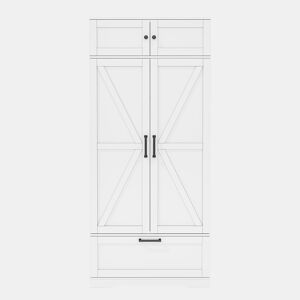 Aparador 80x40x180 cm - prateleiras ajustáveis, gavetas, prateleira para vinho, portas com prateleiras - branco