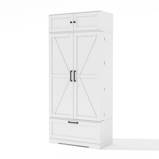 Aparador 80x40x180 cm - prateleiras ajustáveis, gavetas, prateleira para vinho, portas com prateleiras - branco