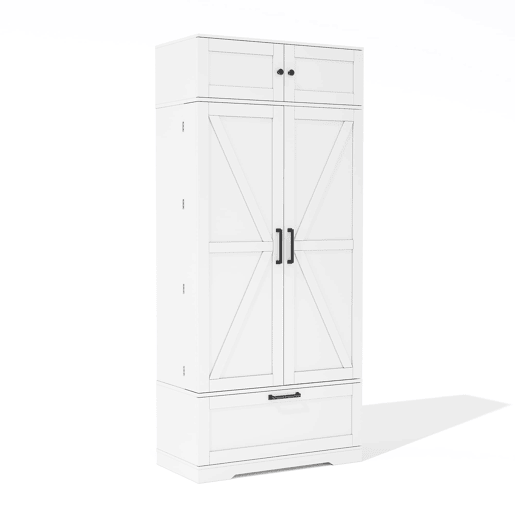 Aparador 80x40x180 cm - prateleiras ajustáveis, gavetas, prateleira para vinho, portas com prateleiras - branco