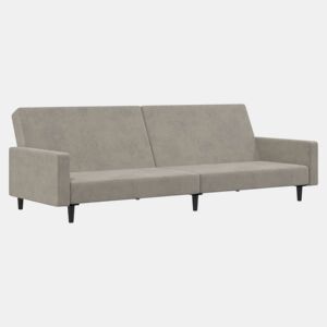 Sofá-cama, Sofá conversível de 2 lugares veludo cinzento-claro