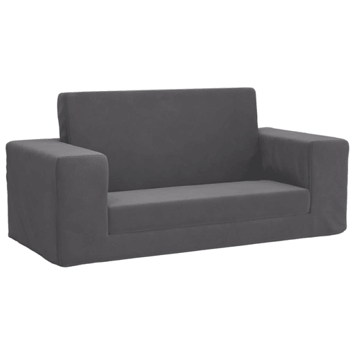 Sofá-cama infantil - Sofá para criança de 2 lugares pelúcia macia antracite