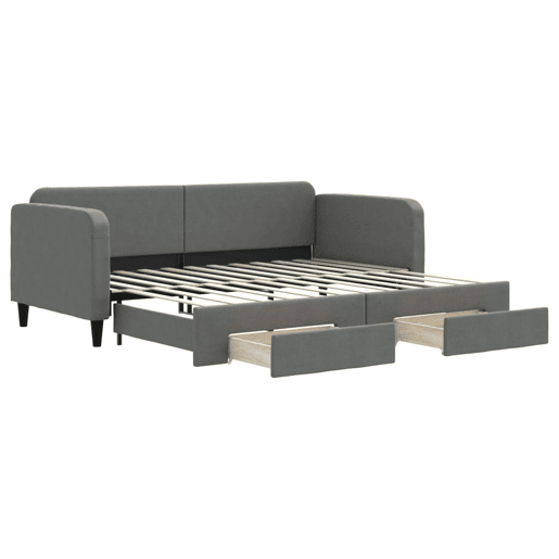 Sofá-cama, Sofá conversível c gavetão e gavetas 90x200 cm tecido cinzento-escuro