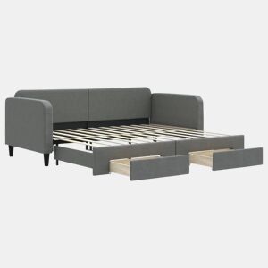Sofá-cama, Sofá conversível c gavetão e gavetas 90x200 cm tecido cinzento-escuro