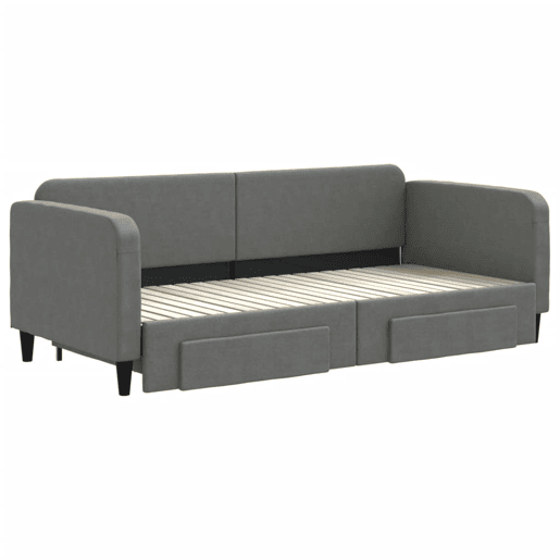 Sofá-cama, Sofá conversível c gavetão e gavetas 90x200 cm tecido cinzento-escuro