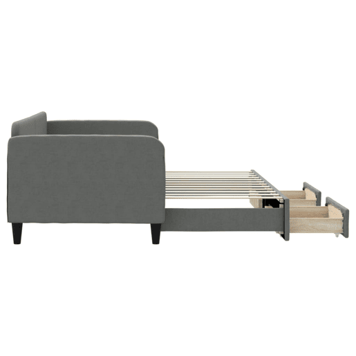 Sofá-cama, Sofá conversível c gavetão e gavetas 90x200 cm tecido cinzento-escuro