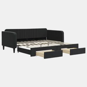 Sofá-cama, Sofá conversível com gavetão e gavetas 100x200 cm veludo preto