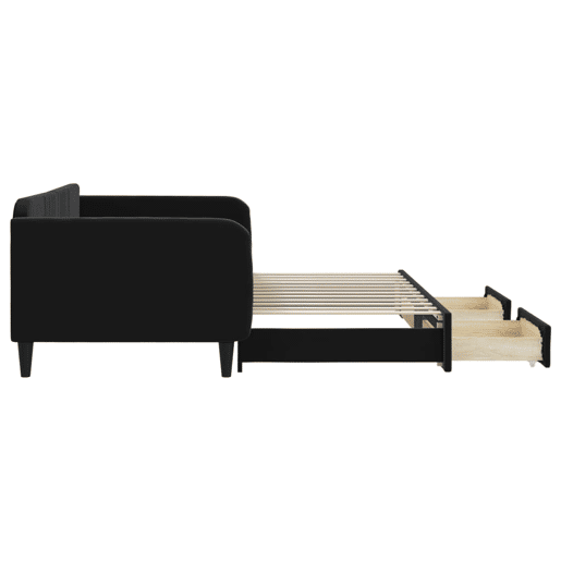 Sofá-cama, Sofá conversível com gavetão e gavetas 100x200 cm veludo preto