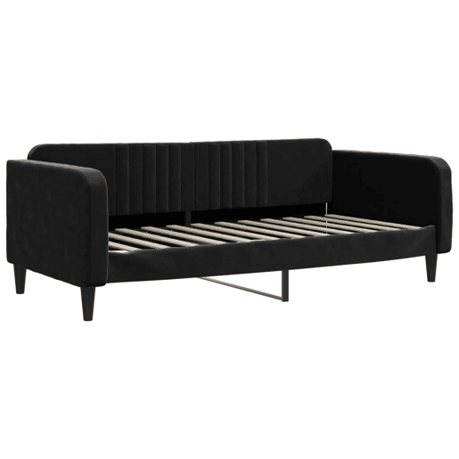 Sofá-cama, Sofá conversível com gavetão e gavetas 100x200 cm veludo preto