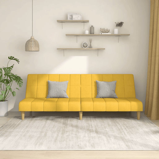 Sofá-cama, Sofá conversível de 2 lugares tecido amarelo Sofá-cama, Sofá conversível de 2 lugares tecido amarelo