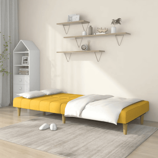 Sofá-cama, Sofá conversível de 2 lugares tecido amarelo Sofá-cama, Sofá conversível de 2 lugares tecido amarelo