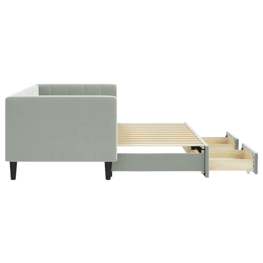 Sofá-cama, Sofá conversível c gavetão e gavetas 80x200 cm veludo cinzento-claro
