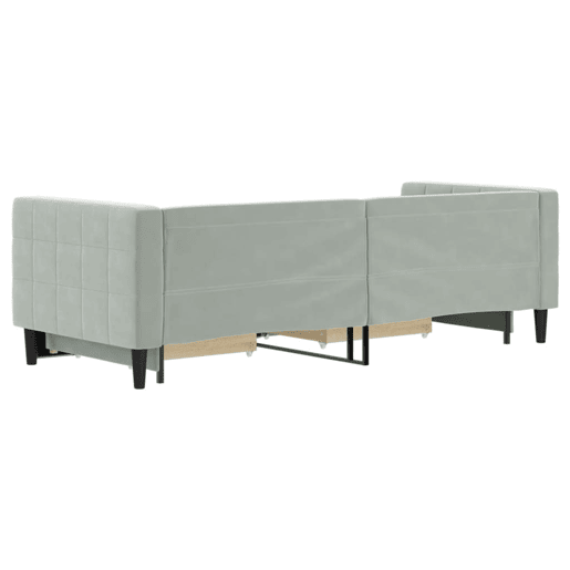 Sofá-cama, Sofá conversível c gavetão e gavetas 80x200 cm veludo cinzento-claro