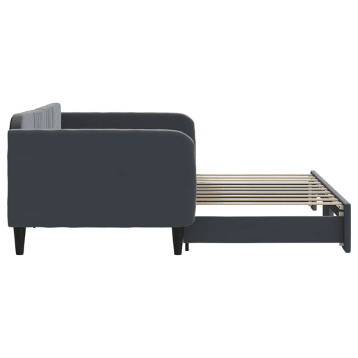 Sofá-cama, Sofá conversível com gavetão 90x190 cm veludo cinzento-escuro Sofá-cama, Sofá conversível com gavetão 90x190 cm veludo cinzento-escuro