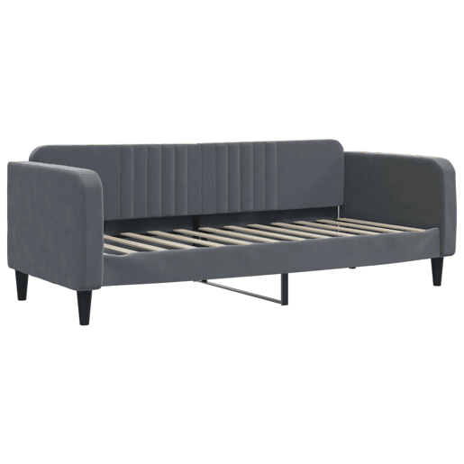 Sofá-cama, Sofá conversível com gavetão 90x190 cm veludo cinzento-escuro Sofá-cama, Sofá conversível com gavetão 90x190 cm veludo cinzento-escuro