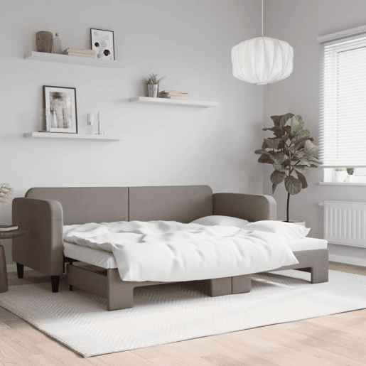 Sofá-cama, Sofá conversível com gavetão 80x200 cm tecido cinzento-acastanhado