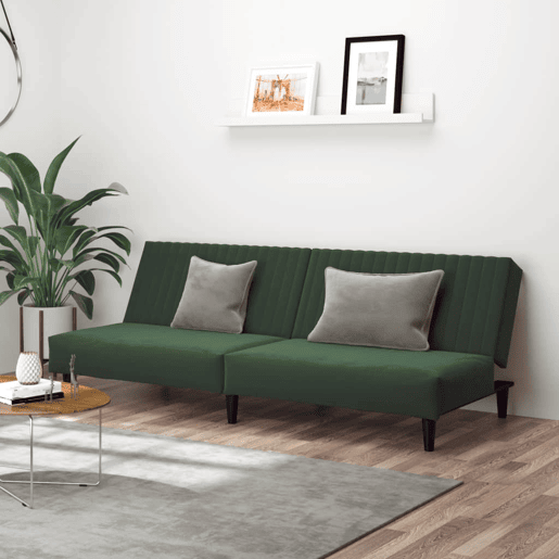 Sofá-cama, Sofá conversível de 2 lugares veludo verde-escuro