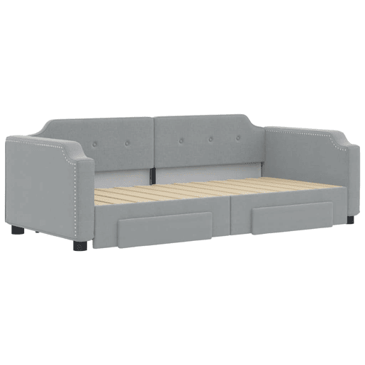 Sofá-cama, Sofá conversível c gavetão e gavetas 100x200 cm tecido cinzento-claro