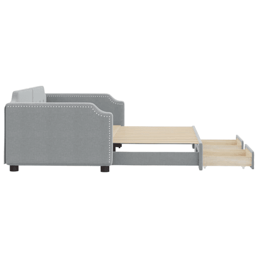 Sofá-cama, Sofá conversível c gavetão e gavetas 100x200 cm tecido cinzento-claro