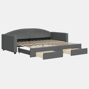 Sofá-cama, Sofá conversível c gavetão e gavetas 90x200 cm tecido cinzento-escuro