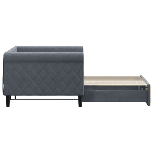 Sofá-cama, Sofá conversível com gavetão 90x190 cm veludo cinzento-escuro