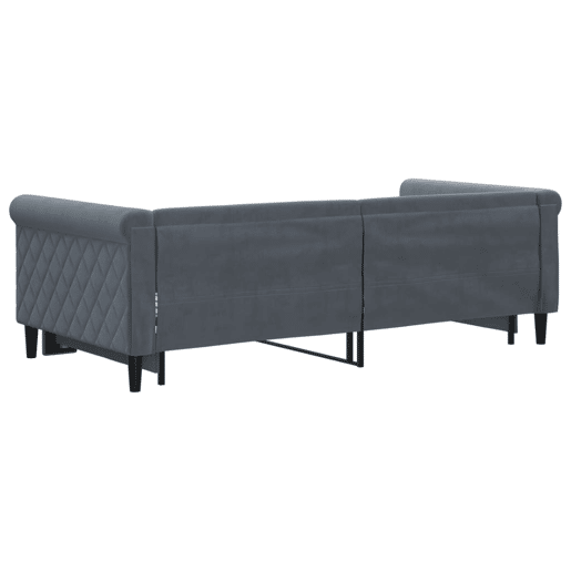 Sofá-cama, Sofá conversível com gavetão 90x190 cm veludo cinzento-escuro