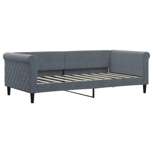 Sofá-cama, Sofá conversível com gavetão 90x190 cm veludo cinzento-escuro