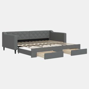 Sofá-cama, Sofá conversível c gavetão e gavetas 90x200 cm tecido cinzento-escuro