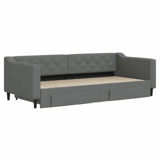 Sofá-cama, Sofá conversível c gavetão e gavetas 90x200 cm tecido cinzento-escuro Sofá-cama, Sofá conversível c gavetão e gavetas 90x200 cm tecido cinzento-escuro