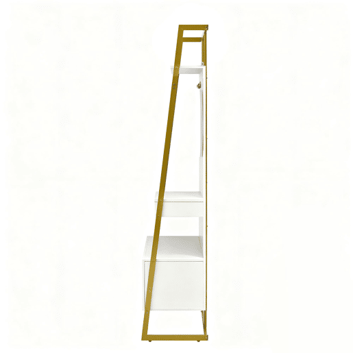 Móvel compacto para hall de entrada 78x38,5x180,5 cm - Com espelho, ganchos metálicos, banco para sapatos - Branco