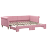 Sofá-cama, Sofá conversível com gavetão 90x200 cm veludo rosa