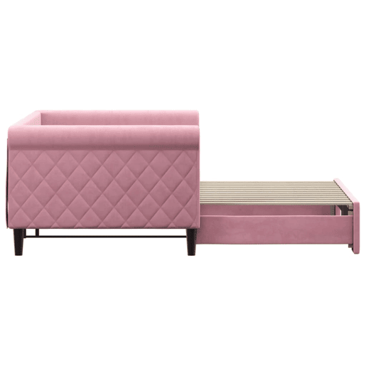 Sofá-cama, Sofá conversível com gavetão 90x200 cm veludo rosa Sofá-cama, Sofá conversível com gavetão 90x200 cm veludo rosa