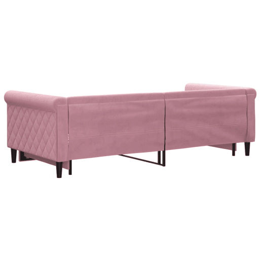 Sofá-cama, Sofá conversível com gavetão 90x200 cm veludo rosa Sofá-cama, Sofá conversível com gavetão 90x200 cm veludo rosa