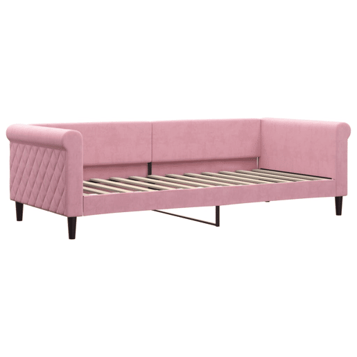 Sofá-cama, Sofá conversível com gavetão 90x200 cm veludo rosa Sofá-cama, Sofá conversível com gavetão 90x200 cm veludo rosa