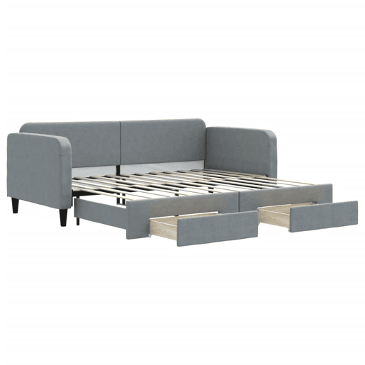 Sofá-cama, Sofá conversível c gavetão e gavetas 90x200 cm tecido cinzento-claro Sofá-cama, Sofá conversível c gavetão e gavetas 90x200 cm tecido cinzento-claro