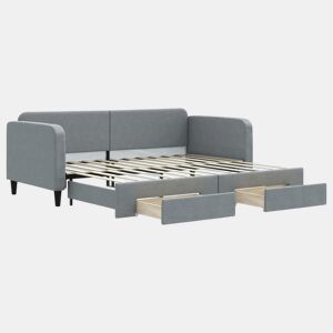 Sofá-cama, Sofá conversível c gavetão e gavetas 90x200 cm tecido cinzento-claro