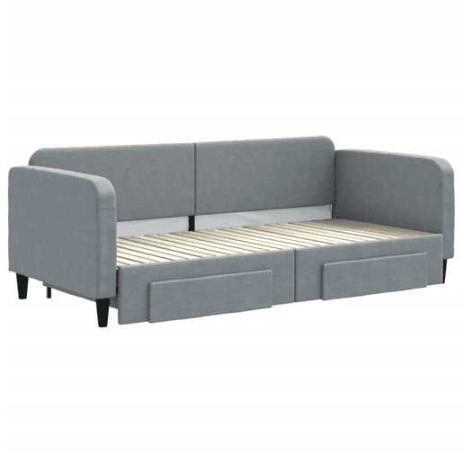 Sofá-cama, Sofá conversível c gavetão e gavetas 90x200 cm tecido cinzento-claro Sofá-cama, Sofá conversível c gavetão e gavetas 90x200 cm tecido cinzento-claro