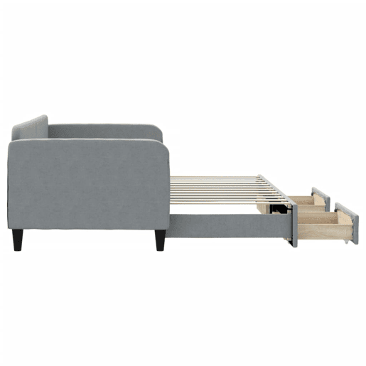 Sofá-cama, Sofá conversível c gavetão e gavetas 90x200 cm tecido cinzento-claro Sofá-cama, Sofá conversível c gavetão e gavetas 90x200 cm tecido cinzento-claro