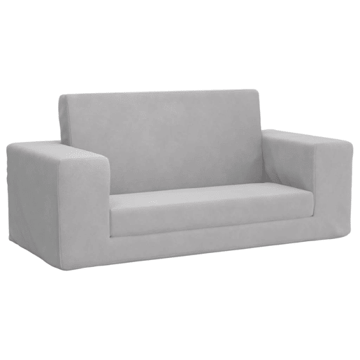 Sofá-cama infantil - Sofá para criança de 2 lugares pelúcia macia cinzento-claro Sofá-cama infantil - Sofá para criança de 2 lugares pelúcia macia cinzento-claro