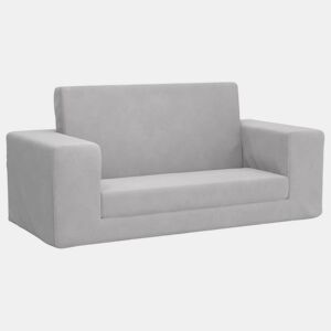 Sofá-cama infantil - Sofá para criança de 2 lugares pelúcia macia cinzento-claro