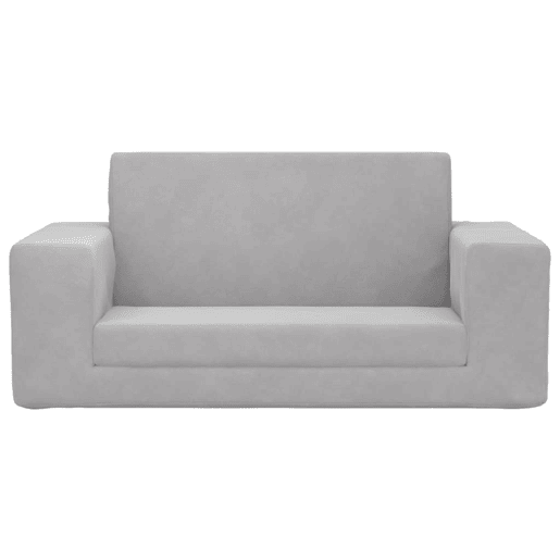 Sofá-cama infantil - Sofá para criança de 2 lugares pelúcia macia cinzento-claro Sofá-cama infantil - Sofá para criança de 2 lugares pelúcia macia cinzento-claro