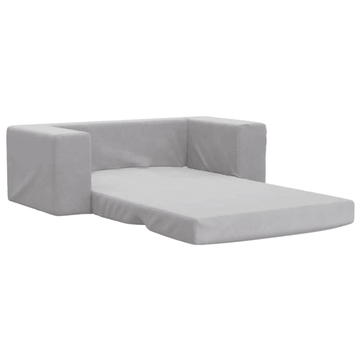 Sofá-cama infantil - Sofá para criança de 2 lugares pelúcia macia cinzento-claro Sofá-cama infantil - Sofá para criança de 2 lugares pelúcia macia cinzento-claro