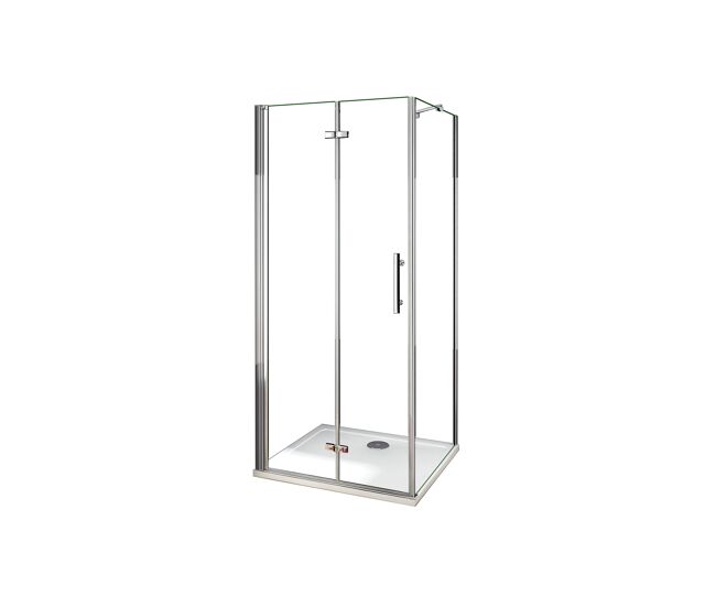 Aica mampara de ducha plegable+panel lateral,barra 45cm,cromado,vidrio antical 6mm,80x70x185cm