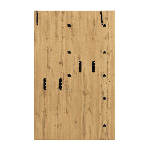 Móvel de entrada 115x185x37 cm - Com espelho, almofada, prateleira para chapéus e detalhes em preto - Cor natural