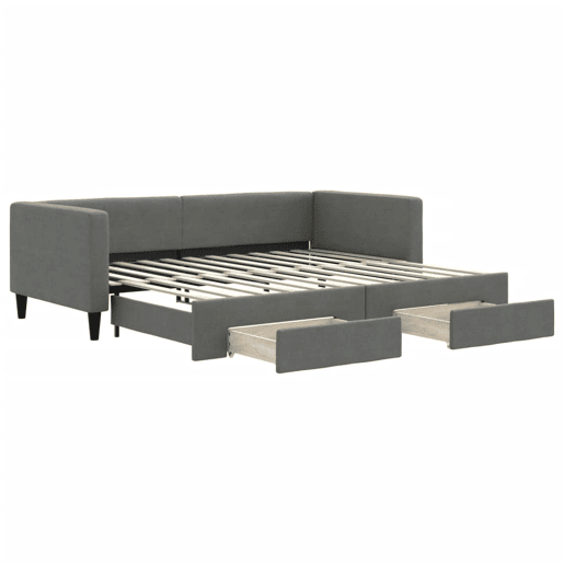 Sofá-cama, Sofá conversível c gavetão e gavetas 90x200 cm tecido cinzento-escuro Sofá-cama, Sofá conversível c gavetão e gavetas 90x200 cm tecido cinzento-escuro